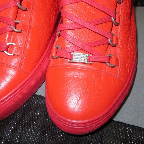 BALENCIAGA ARENA HIGH TOP SNEAKERS SIZE 45 US 12 IN VIBRANT RED - Picture 3 of 10